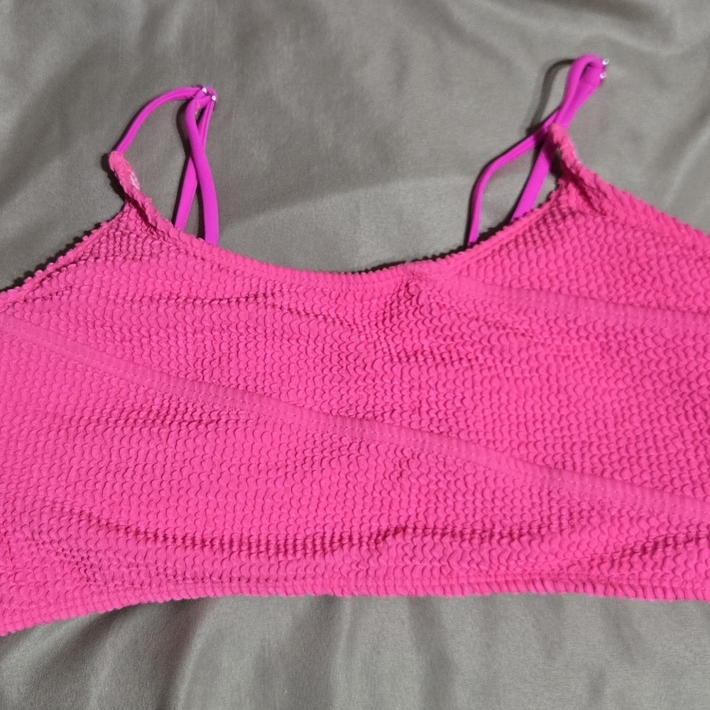 Womens Bright Pink Textured Bikini